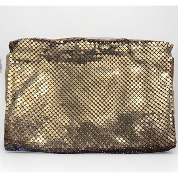 Vintage Gold Mesh Clutch Whiting And Davis Zip Top Evening Bag Hand Held 6.5" - Picture 1 of 6